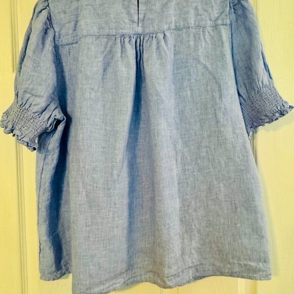 JCrew Smocked puff-sleeve top in chambray - Picture 2 of 3